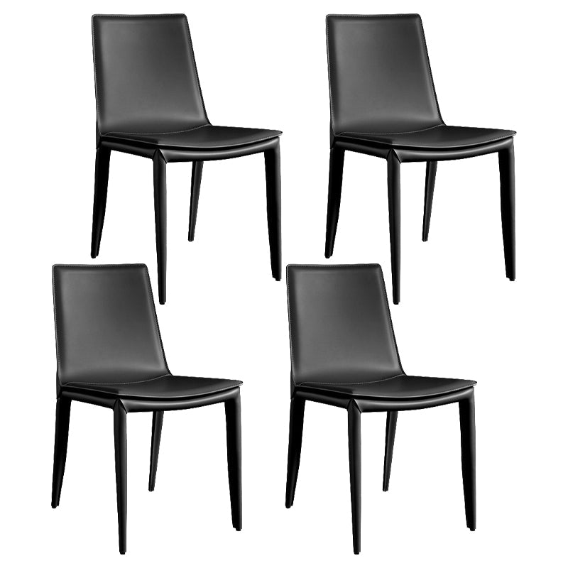 Leather Contemporary Modern Indoor-Outdoor Side Chair Solid Back Chair Black 4 Piece Set Clearhalo 'Dining Chairs' 'Dining Tables & Seating' 'dining_chair' 'furn' 'furn_dining_chair' 'Furniture' 'furniture_dining_chair' 'Kitchen & Dining Furniture' 4809201