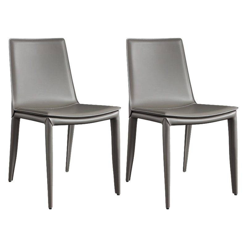 Leather Contemporary Modern Indoor-Outdoor Side Chair Solid Back Chair Grey 2 Piece Set Clearhalo 'Dining Chairs' 'Dining Tables & Seating' 'dining_chair' 'furn' 'furn_dining_chair' 'Furniture' 'furniture_dining_chair' 'Kitchen & Dining Furniture' 4809202