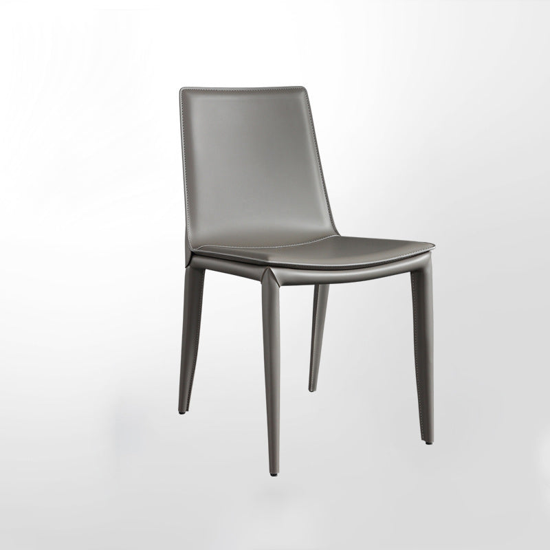 Leather Contemporary Modern Indoor-Outdoor Side Chair Solid Back Chair Grey 1 Piece Clearhalo 'Dining Chairs' 'Dining Tables & Seating' 'dining_chair' 'furn' 'furn_dining_chair' 'Furniture' 'furniture_dining_chair' 'Kitchen & Dining Furniture' 4809203