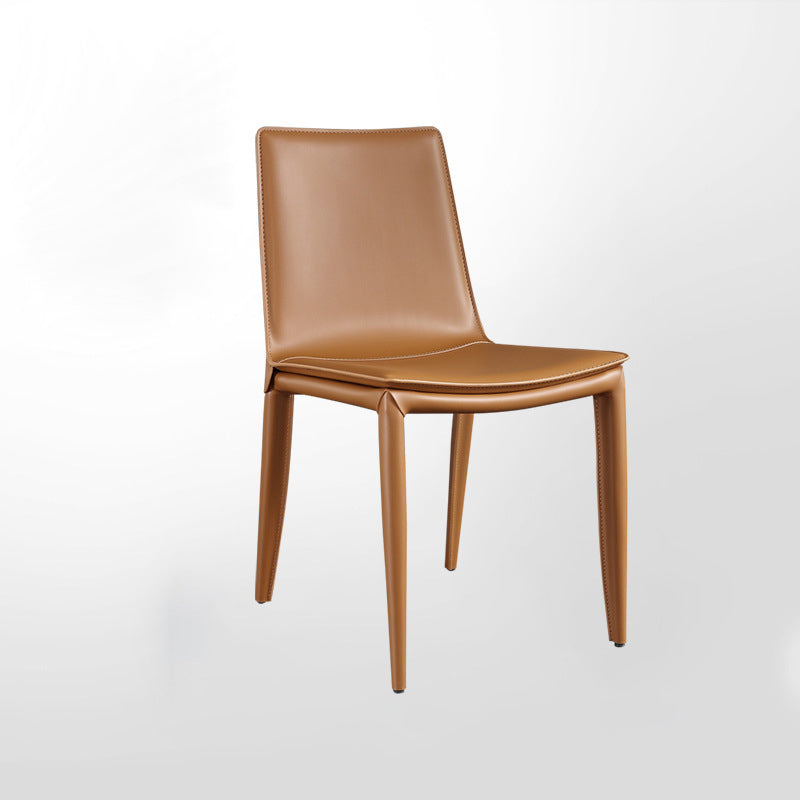 Leather Contemporary Modern Indoor-Outdoor Side Chair Solid Back Chair Orange 1 Piece Clearhalo 'Dining Chairs' 'Dining Tables & Seating' 'dining_chair' 'furn' 'furn_dining_chair' 'Furniture' 'furniture_dining_chair' 'Kitchen & Dining Furniture' 4809204