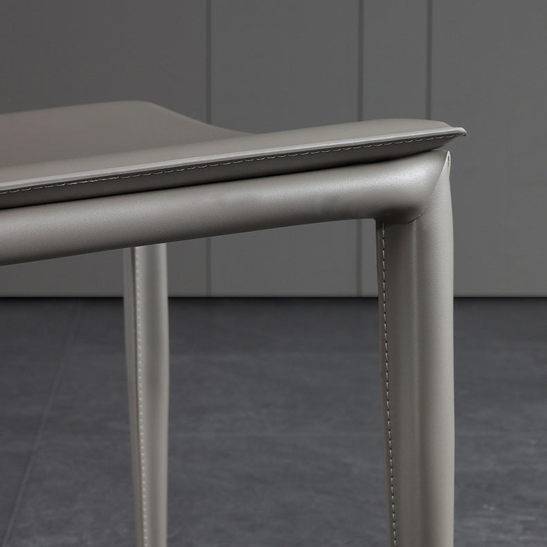 Leather Contemporary Modern Indoor-Outdoor Side Chair Solid Back Chair Clearhalo 'Dining Chairs' 'Dining Tables & Seating' 'dining_chair' 'furn' 'furn_dining_chair' 'Furniture' 'furniture_dining_chair' 'Kitchen & Dining Furniture' 4809213