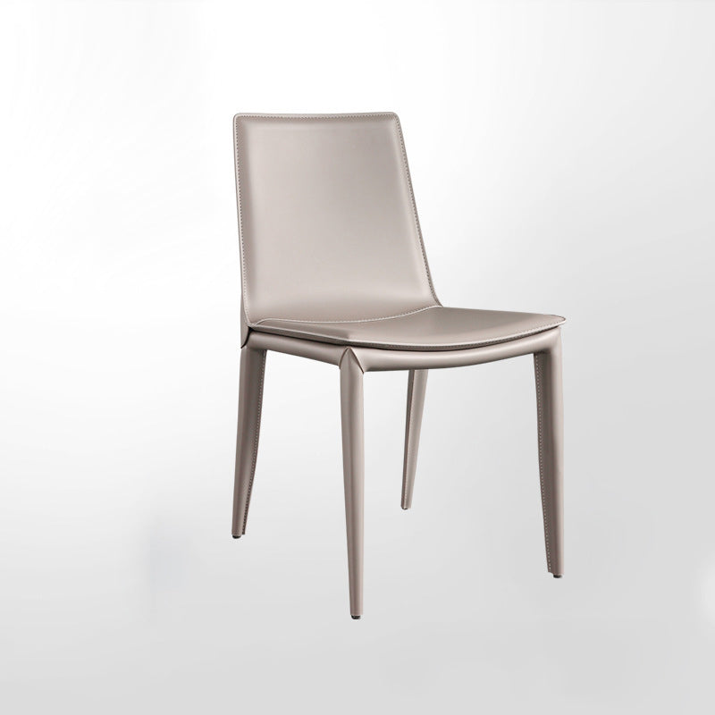 Leather Contemporary Modern Indoor-Outdoor Side Chair Solid Back Chair Light Khaki 1 Piece Clearhalo 'Dining Chairs' 'Dining Tables & Seating' 'dining_chair' 'furn' 'furn_dining_chair' 'Furniture' 'furniture_dining_chair' 'Kitchen & Dining Furniture' 4809216