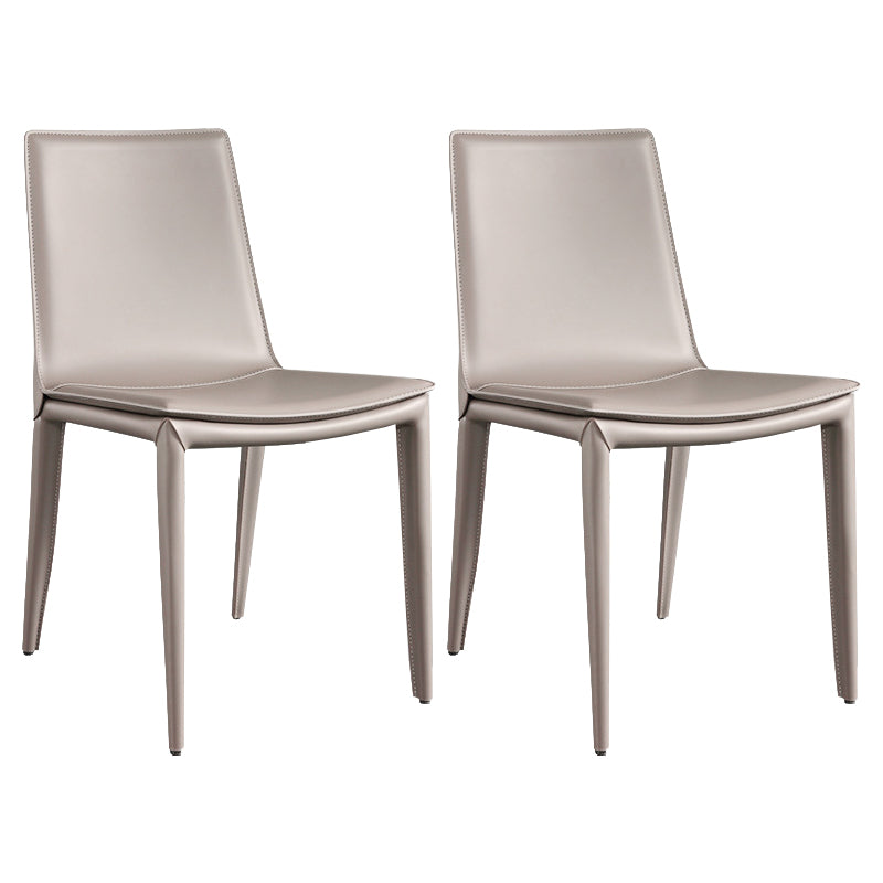 Leather Contemporary Modern Indoor-Outdoor Side Chair Solid Back Chair Light Khaki 2 Piece Set Clearhalo 'Dining Chairs' 'Dining Tables & Seating' 'dining_chair' 'furn' 'furn_dining_chair' 'Furniture' 'furniture_dining_chair' 'Kitchen & Dining Furniture' 4809218