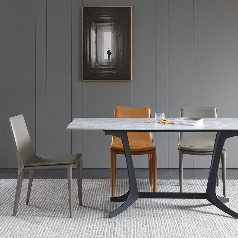 Leather Contemporary Modern Indoor-Outdoor Side Chair Solid Back Chair Clearhalo 'Dining Chairs' 'Dining Tables & Seating' 'dining_chair' 'furn' 'furn_dining_chair' 'Furniture' 'furniture_dining_chair' 'Kitchen & Dining Furniture' 4809219