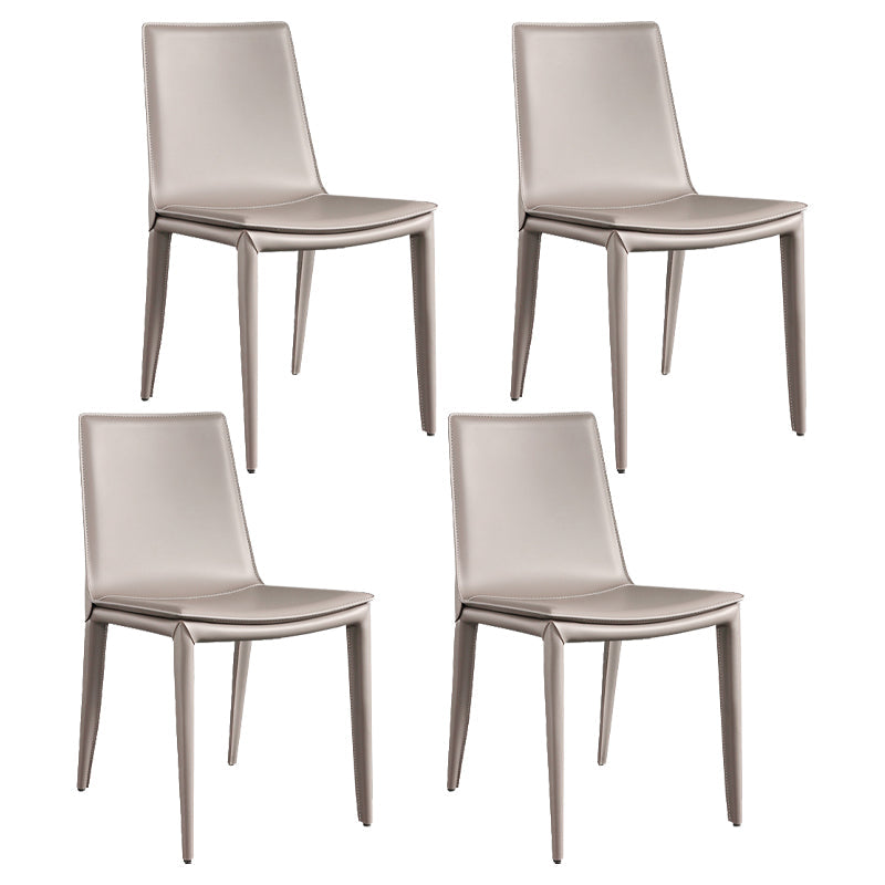 Leather Contemporary Modern Indoor-Outdoor Side Chair Solid Back Chair Light Khaki 4 Piece Set Clearhalo 'Dining Chairs' 'Dining Tables & Seating' 'dining_chair' 'furn' 'furn_dining_chair' 'Furniture' 'furniture_dining_chair' 'Kitchen & Dining Furniture' 4809220