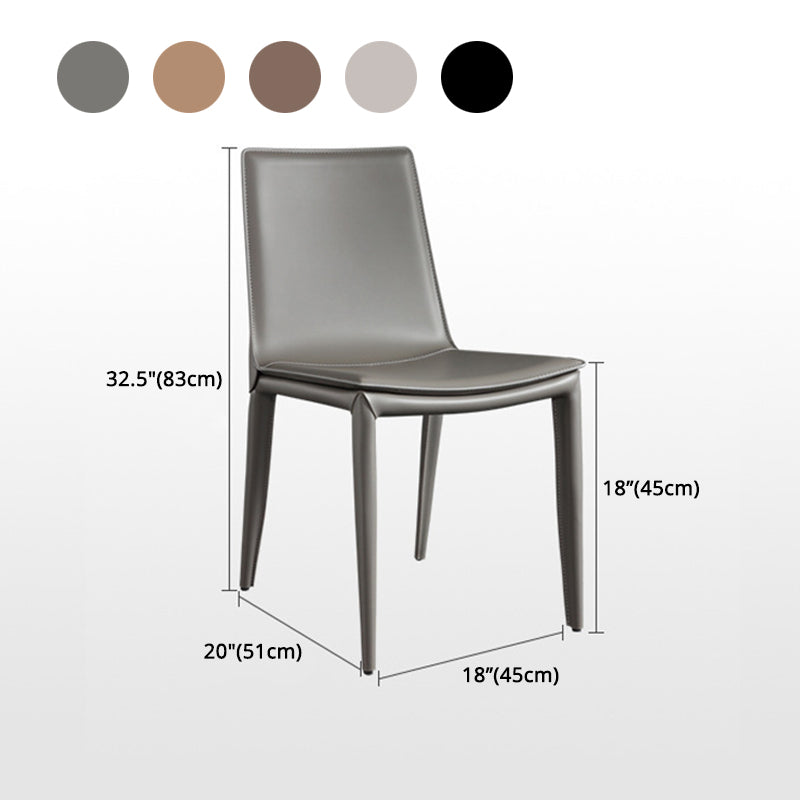 Leather Contemporary Modern Indoor-Outdoor Side Chair Solid Back Chair Clearhalo 'Dining Chairs' 'Dining Tables & Seating' 'dining_chair' 'furn' 'furn_dining_chair' 'Furniture' 'furniture_dining_chair' 'Kitchen & Dining Furniture' 4809222