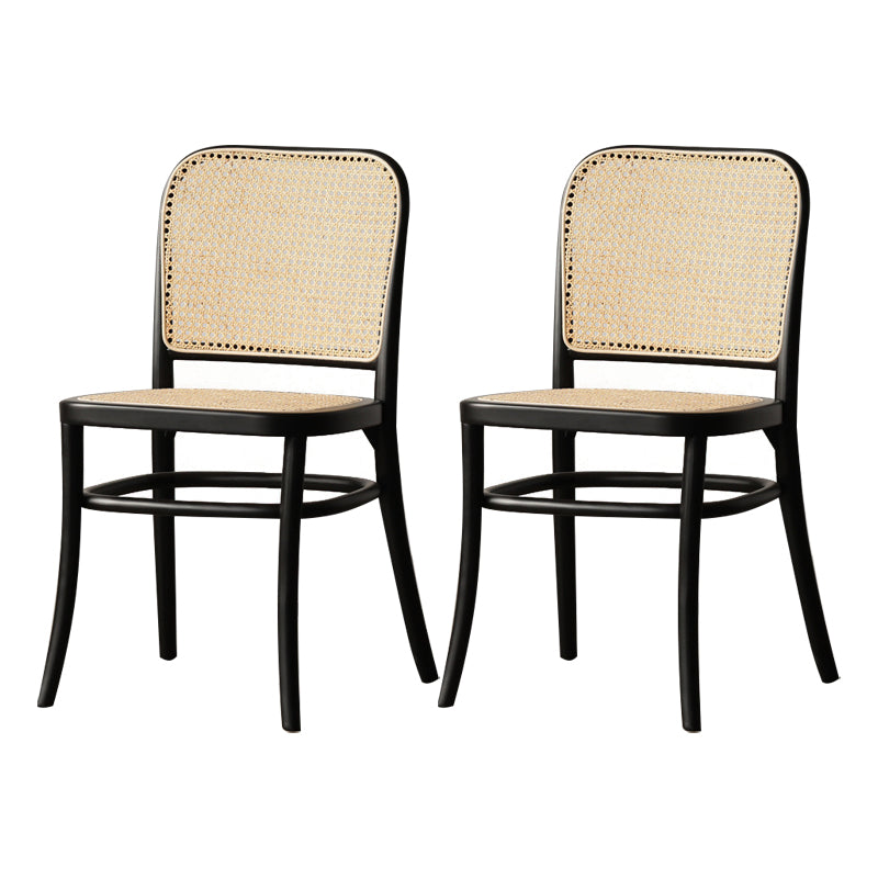 Nordic Style Armless Open Back Chairs for Home Wood Legs Dining Side Chairs Black Wicker & Rattan 2 Piece Set Clearhalo 'Dining Chairs' 'Dining Tables & Seating' 'dining_chair' 'furn' 'furn_dining_chair' 'Furniture' 'furniture_dining_chair' 'Kitchen & Dining Furniture' 4809225