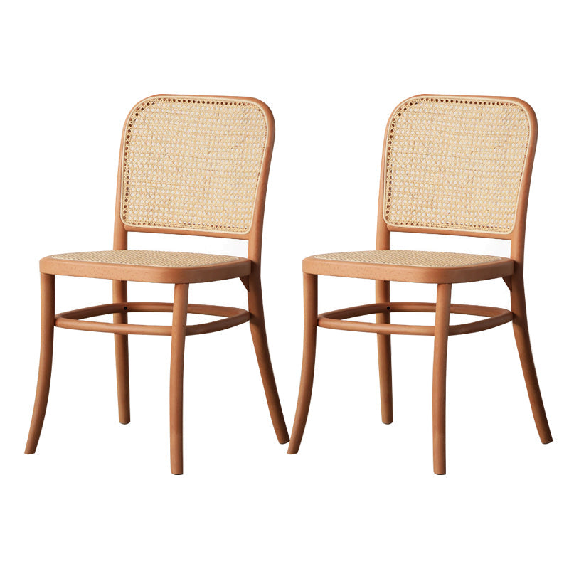 Nordic Style Armless Open Back Chairs for Home Wood Legs Dining Side Chairs Natural Wicker & Rattan 2 Piece Set Clearhalo 'Dining Chairs' 'Dining Tables & Seating' 'dining_chair' 'furn' 'furn_dining_chair' 'Furniture' 'furniture_dining_chair' 'Kitchen & Dining Furniture' 4809232