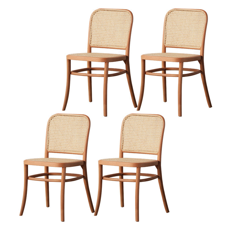 Nordic Style Armless Open Back Chairs for Home Wood Legs Dining Side Chairs Natural Wicker & Rattan 4 Piece Set Clearhalo 'Dining Chairs' 'Dining Tables & Seating' 'dining_chair' 'furn' 'furn_dining_chair' 'Furniture' 'furniture_dining_chair' 'Kitchen & Dining Furniture' 4809234