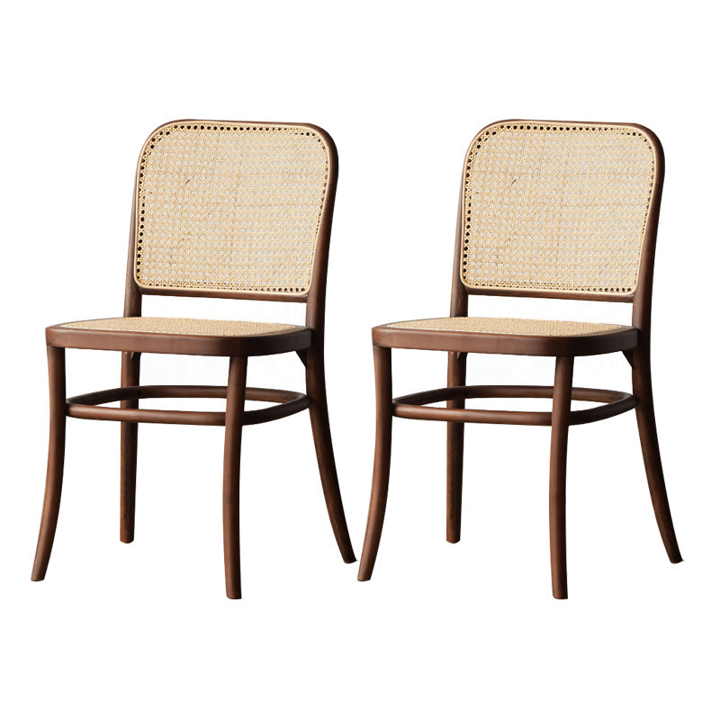 Nordic Style Armless Open Back Chairs for Home Wood Legs Dining Side Chairs Walnut Wicker & Rattan 2 Piece Set Clearhalo 'Dining Chairs' 'Dining Tables & Seating' 'dining_chair' 'furn' 'furn_dining_chair' 'Furniture' 'furniture_dining_chair' 'Kitchen & Dining Furniture' 4809238