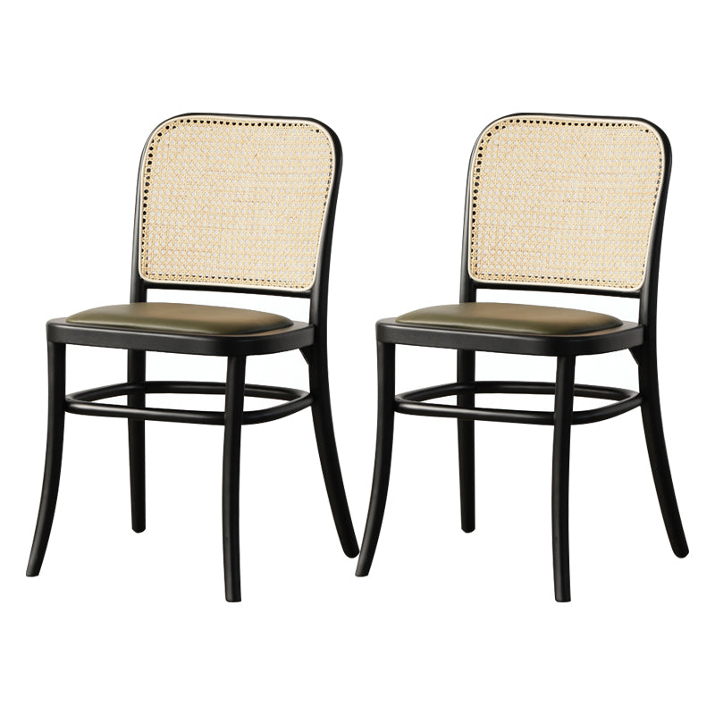 Nordic Style Armless Open Back Chairs for Home Wood Legs Dining Side Chairs Black Leather 2 Piece Set Clearhalo 'Dining Chairs' 'Dining Tables & Seating' 'dining_chair' 'furn' 'furn_dining_chair' 'Furniture' 'furniture_dining_chair' 'Kitchen & Dining Furniture' 4809243