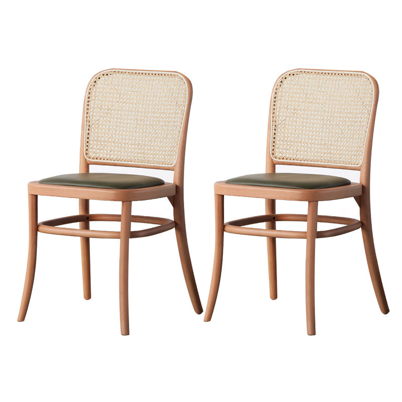 Nordic Style Armless Open Back Chairs for Home Wood Legs Dining Side Chairs Natural Leather 2 Piece Set Clearhalo 'Dining Chairs' 'Dining Tables & Seating' 'dining_chair' 'furn' 'furn_dining_chair' 'Furniture' 'furniture_dining_chair' 'Kitchen & Dining Furniture' 4809249