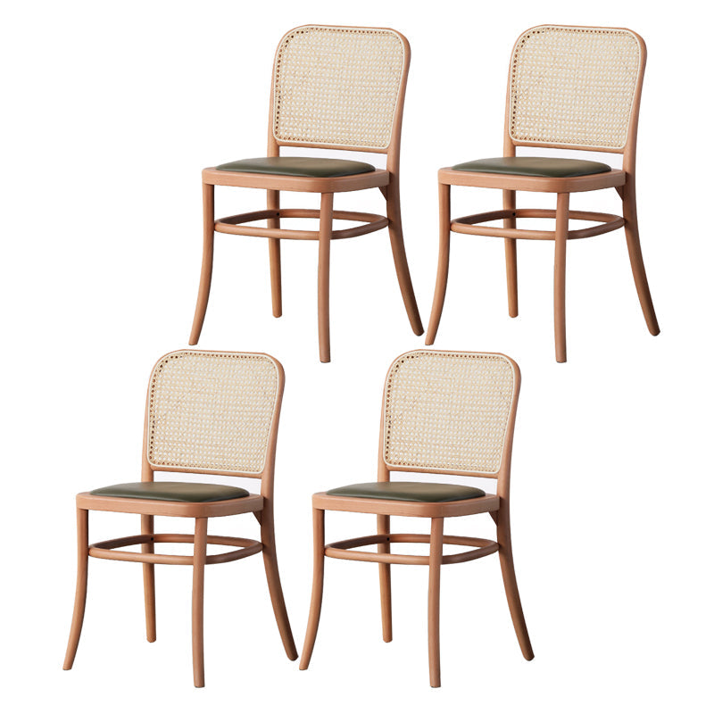 Nordic Style Armless Open Back Chairs for Home Wood Legs Dining Side Chairs Natural Leather 4 Piece Set Clearhalo 'Dining Chairs' 'Dining Tables & Seating' 'dining_chair' 'furn' 'furn_dining_chair' 'Furniture' 'furniture_dining_chair' 'Kitchen & Dining Furniture' 4809251