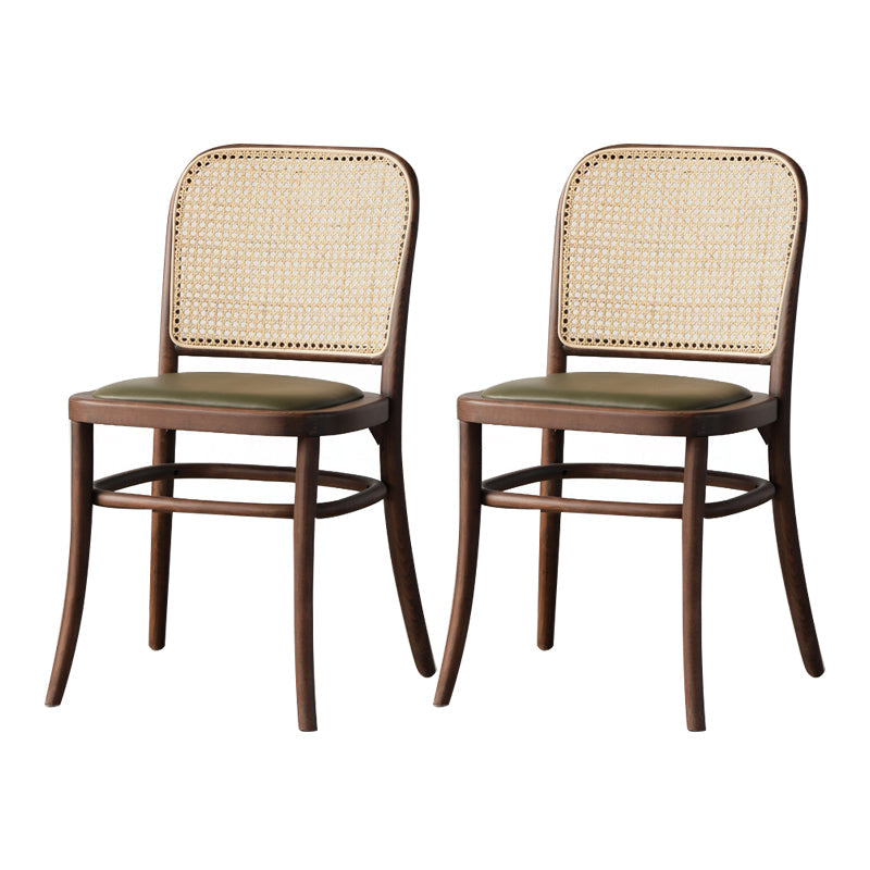 Nordic Style Armless Open Back Chairs for Home Wood Legs Dining Side Chairs Walnut Leather 2 Piece Set Clearhalo 'Dining Chairs' 'Dining Tables & Seating' 'dining_chair' 'furn' 'furn_dining_chair' 'Furniture' 'furniture_dining_chair' 'Kitchen & Dining Furniture' 4809253