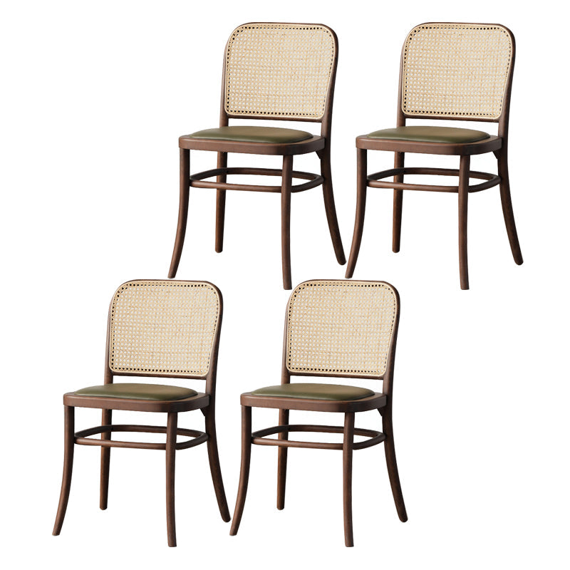 Nordic Style Armless Open Back Chairs for Home Wood Legs Dining Side Chairs Walnut Leather 4 Piece Set Clearhalo 'Dining Chairs' 'Dining Tables & Seating' 'dining_chair' 'furn' 'furn_dining_chair' 'Furniture' 'furniture_dining_chair' 'Kitchen & Dining Furniture' 4809254