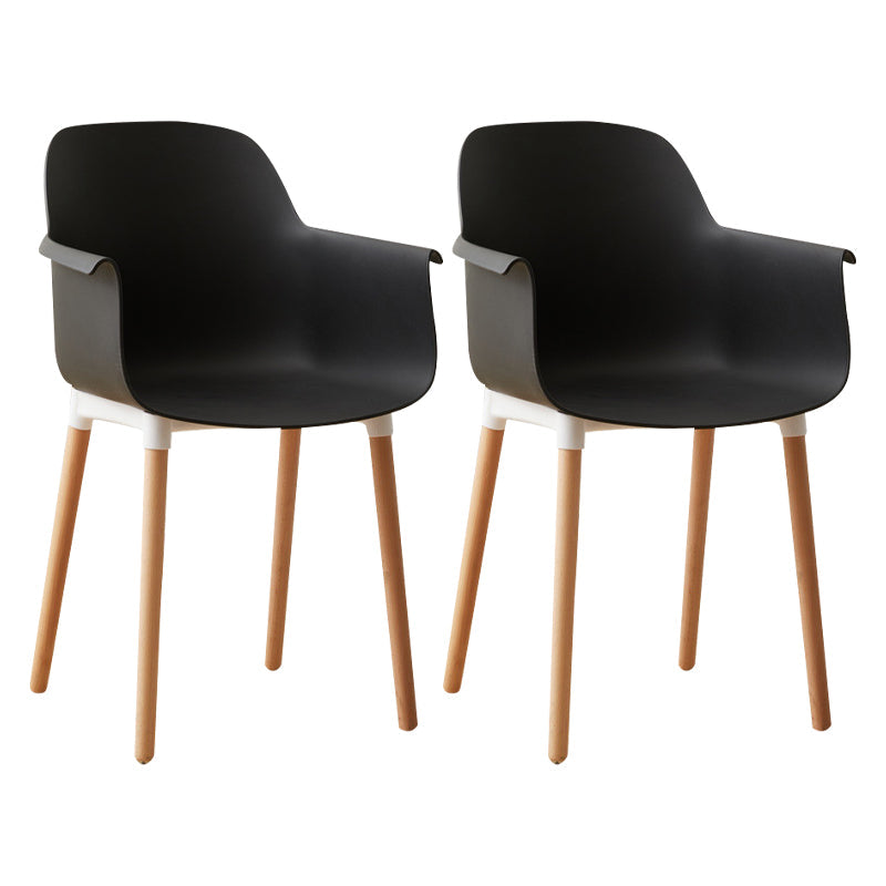 Scandinavian Wood Kitchen Dining Room Arm Chair Solid Back Chair Black Set of 2 Clearhalo 'Dining Chairs' 'Dining Tables & Seating' 'dining_chair' 'Furniture' 'furniture_dining_chair' 'Kitchen & Dining Furniture' 4809257