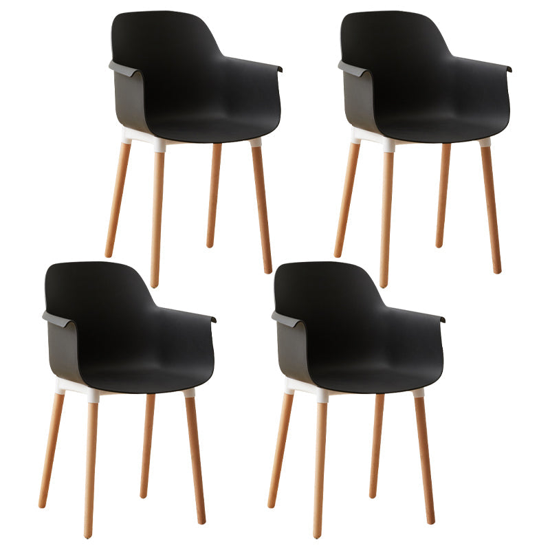 Scandinavian Wood Kitchen Dining Room Arm Chair Solid Back Chair Black Set of 4 Clearhalo 'Dining Chairs' 'Dining Tables & Seating' 'dining_chair' 'Furniture' 'furniture_dining_chair' 'Kitchen & Dining Furniture' 4809258