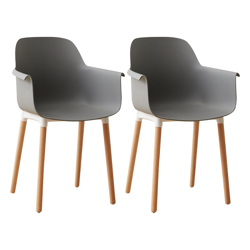 Scandinavian Wood Kitchen Dining Room Arm Chair Solid Back Chair Grey Set of 2 Clearhalo 'Dining Chairs' 'Dining Tables & Seating' 'dining_chair' 'Furniture' 'furniture_dining_chair' 'Kitchen & Dining Furniture' 4809261