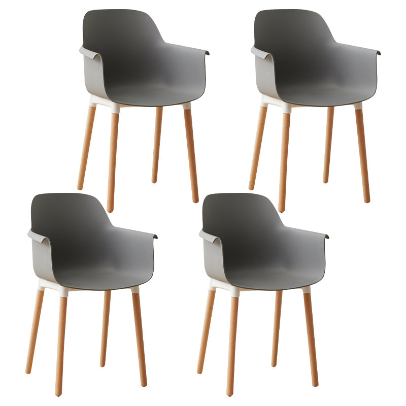 Scandinavian Wood Kitchen Dining Room Arm Chair Solid Back Chair Grey Set of 4 Clearhalo 'Dining Chairs' 'Dining Tables & Seating' 'dining_chair' 'Furniture' 'furniture_dining_chair' 'Kitchen & Dining Furniture' 4809263