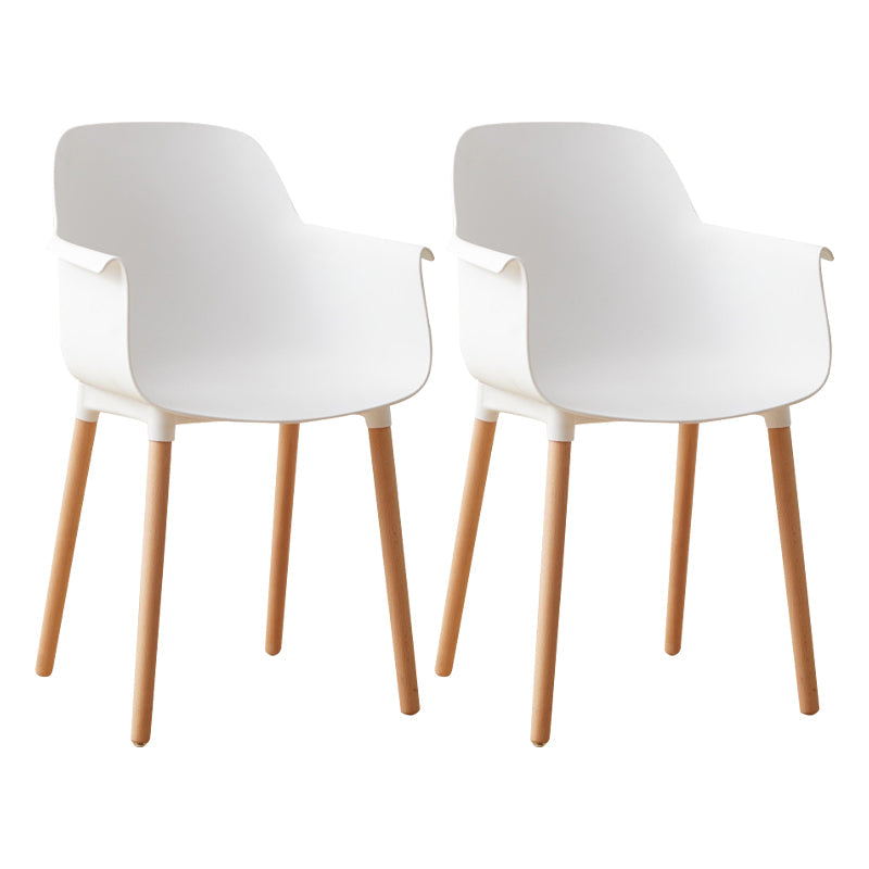 Scandinavian Wood Kitchen Dining Room Arm Chair Solid Back Chair White Set of 2 Clearhalo 'Dining Chairs' 'Dining Tables & Seating' 'dining_chair' 'Furniture' 'furniture_dining_chair' 'Kitchen & Dining Furniture' 4809264