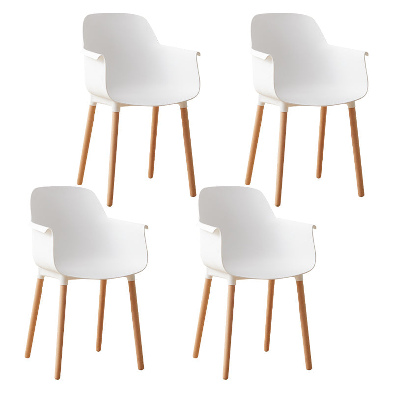 Scandinavian Wood Kitchen Dining Room Arm Chair Solid Back Chair White Set of 4 Clearhalo 'Dining Chairs' 'Dining Tables & Seating' 'dining_chair' 'Furniture' 'furniture_dining_chair' 'Kitchen & Dining Furniture' 4809266
