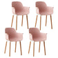 Scandinavian Wood Kitchen Dining Room Arm Chair Solid Back Chair Pink Set of 4 Clearhalo 'Dining Chairs' 'Dining Tables & Seating' 'dining_chair' 'Furniture' 'furniture_dining_chair' 'Kitchen & Dining Furniture' 4809270