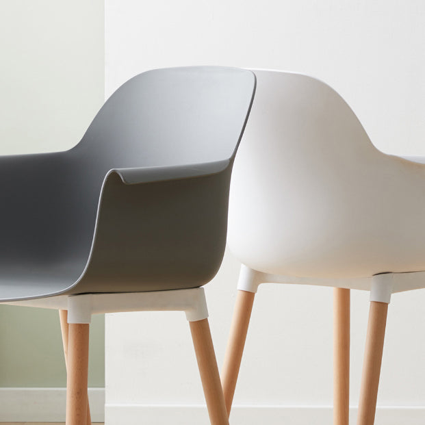 Scandinavian Wood Kitchen Dining Room Arm Chair Solid Back Chair Clearhalo 'Dining Chairs' 'Dining Tables & Seating' 'dining_chair' 'Furniture' 'furniture_dining_chair' 'Kitchen & Dining Furniture' 4809271