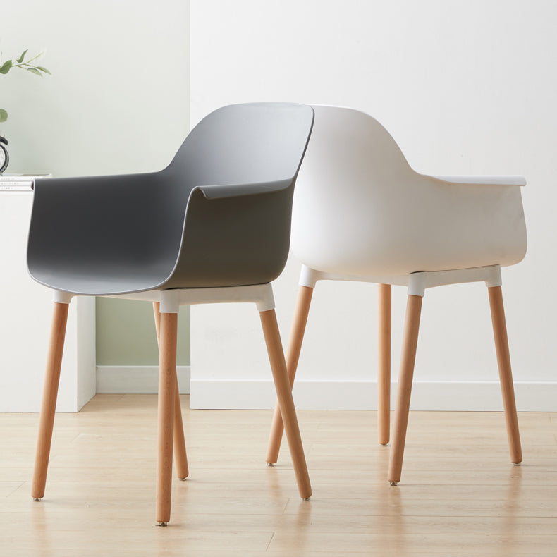 Scandinavian Wood Kitchen Dining Room Arm Chair Solid Back Chair Clearhalo 'Dining Chairs' 'Dining Tables & Seating' 'dining_chair' 'Furniture' 'furniture_dining_chair' 'Kitchen & Dining Furniture' 4809274