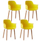 Scandinavian Wood Kitchen Dining Room Arm Chair Solid Back Chair Yellow Set of 4 Clearhalo 'Dining Chairs' 'Dining Tables & Seating' 'dining_chair' 'Furniture' 'furniture_dining_chair' 'Kitchen & Dining Furniture' 4809275