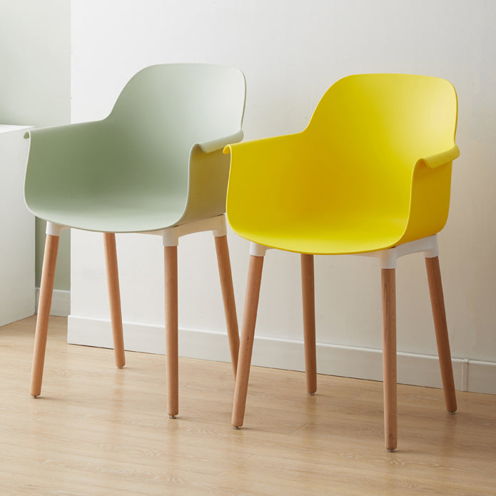 Scandinavian Wood Kitchen Dining Room Arm Chair Solid Back Chair Clearhalo 'Dining Chairs' 'Dining Tables & Seating' 'dining_chair' 'Furniture' 'furniture_dining_chair' 'Kitchen & Dining Furniture' 4809276