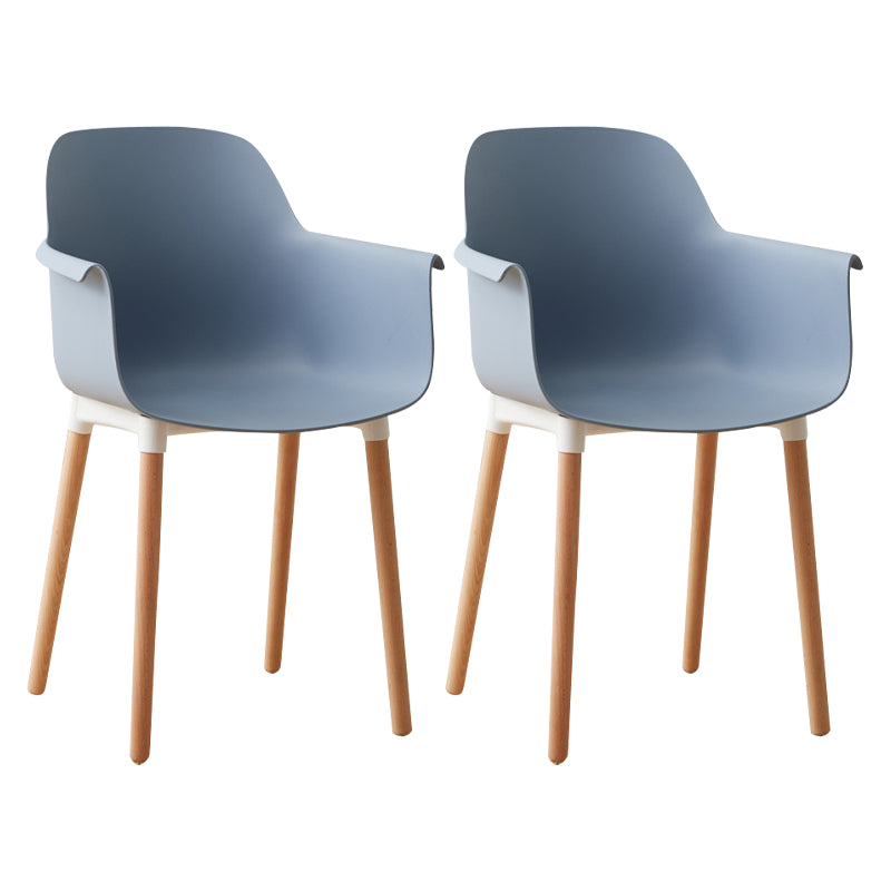 Scandinavian Wood Kitchen Dining Room Arm Chair Solid Back Chair Blue Set of 2 Clearhalo 'Dining Chairs' 'Dining Tables & Seating' 'dining_chair' 'Furniture' 'furniture_dining_chair' 'Kitchen & Dining Furniture' 4809277