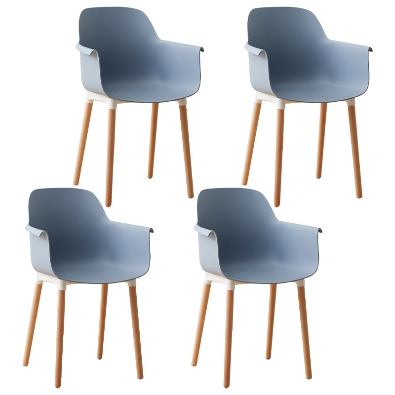 Scandinavian Wood Kitchen Dining Room Arm Chair Solid Back Chair Blue Set of 4 Clearhalo 'Dining Chairs' 'Dining Tables & Seating' 'dining_chair' 'Furniture' 'furniture_dining_chair' 'Kitchen & Dining Furniture' 4809278