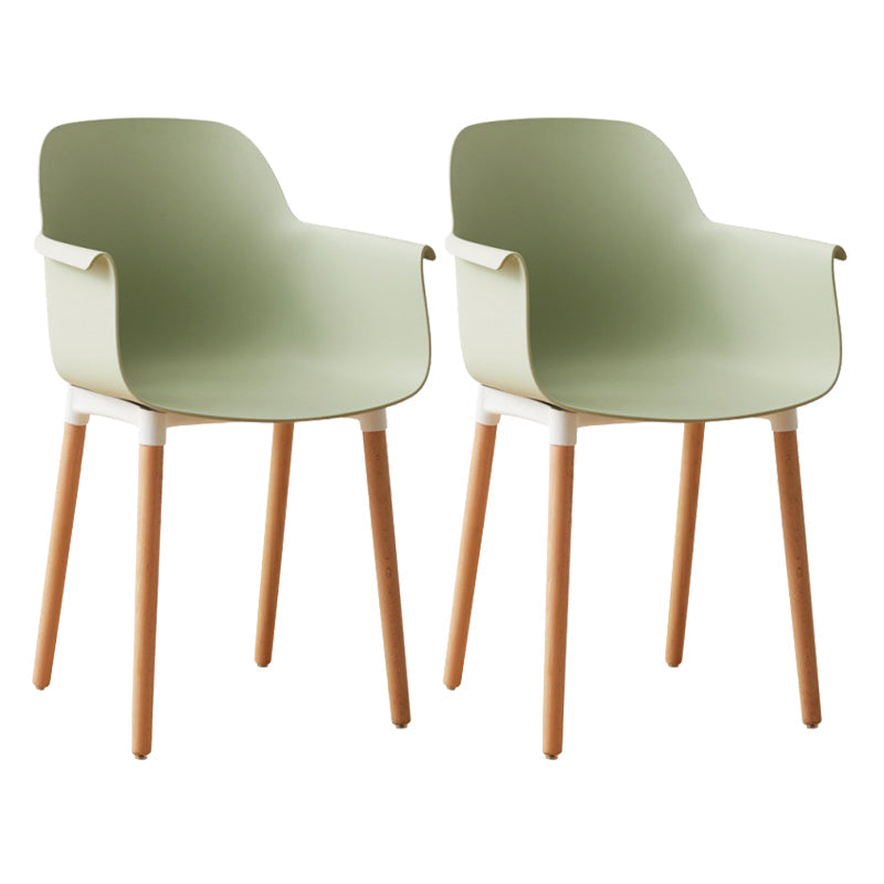 Scandinavian Wood Kitchen Dining Room Arm Chair Solid Back Chair Green Set of 2 Clearhalo 'Dining Chairs' 'Dining Tables & Seating' 'dining_chair' 'Furniture' 'furniture_dining_chair' 'Kitchen & Dining Furniture' 4809279