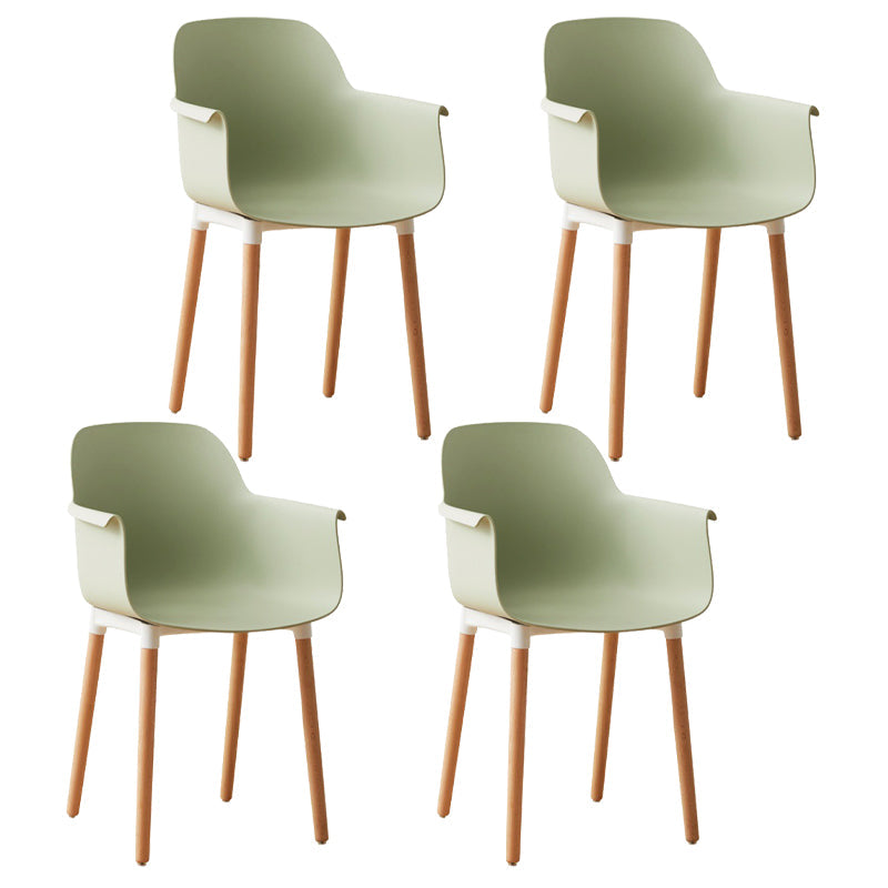 Scandinavian Wood Kitchen Dining Room Arm Chair Solid Back Chair Green Set of 4 Clearhalo 'Dining Chairs' 'Dining Tables & Seating' 'dining_chair' 'Furniture' 'furniture_dining_chair' 'Kitchen & Dining Furniture' 4809280