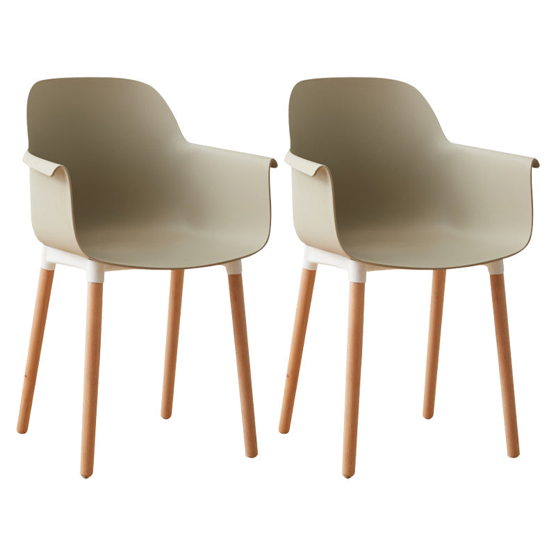 Scandinavian Wood Kitchen Dining Room Arm Chair Solid Back Chair Camel Set of 2 Clearhalo 'Dining Chairs' 'Dining Tables & Seating' 'dining_chair' 'Furniture' 'furniture_dining_chair' 'Kitchen & Dining Furniture' 4809281