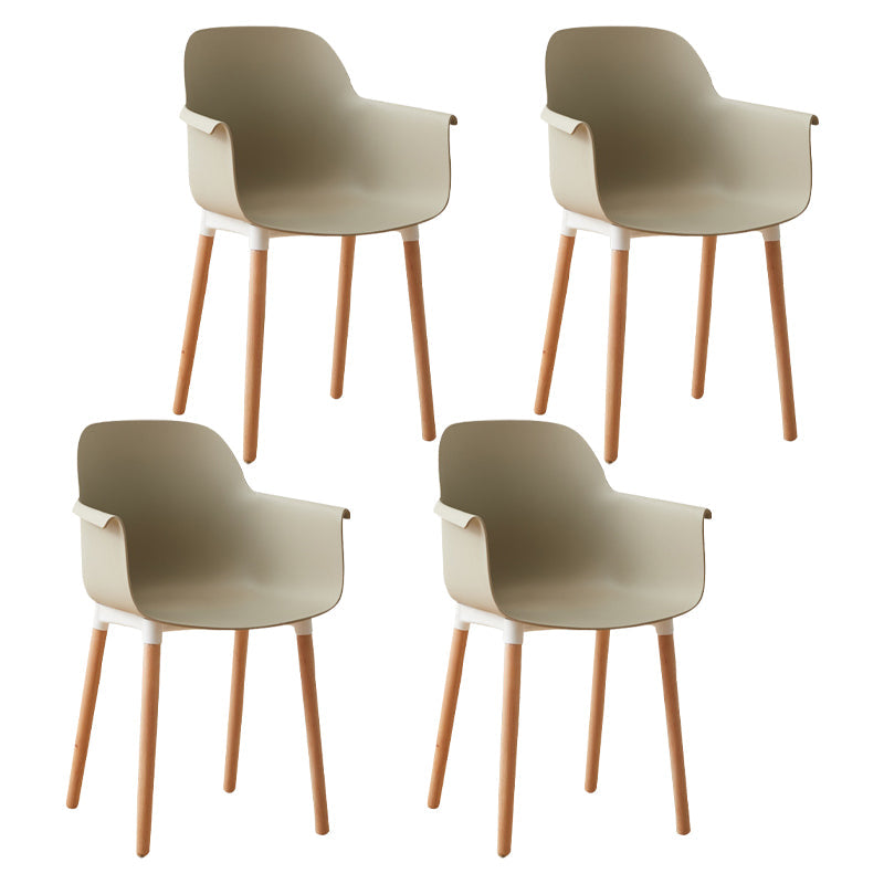 Scandinavian Wood Kitchen Dining Room Arm Chair Solid Back Chair Camel Set of 4 Clearhalo 'Dining Chairs' 'Dining Tables & Seating' 'dining_chair' 'Furniture' 'furniture_dining_chair' 'Kitchen & Dining Furniture' 4809282