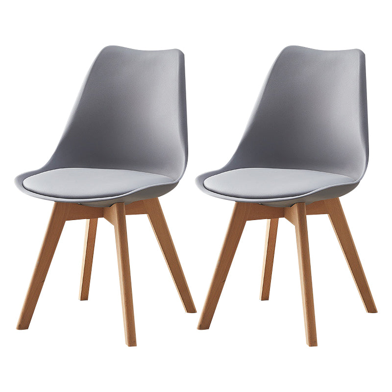 Modern Style Chairs Kitchen Armless Side Chair with Wooden Legs Grey Set of 2 Clearhalo 'Dining Chairs' 'Dining Tables & Seating' 'dining_chair' 'Furniture' 'furniture_dining_chair' 'Kitchen & Dining Furniture' 4809286