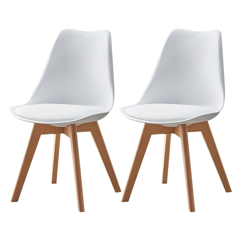 Modern Style Chairs Kitchen Armless Side Chair with Wooden Legs White Set of 2 Clearhalo 'Dining Chairs' 'Dining Tables & Seating' 'dining_chair' 'Furniture' 'furniture_dining_chair' 'Kitchen & Dining Furniture' 4809288