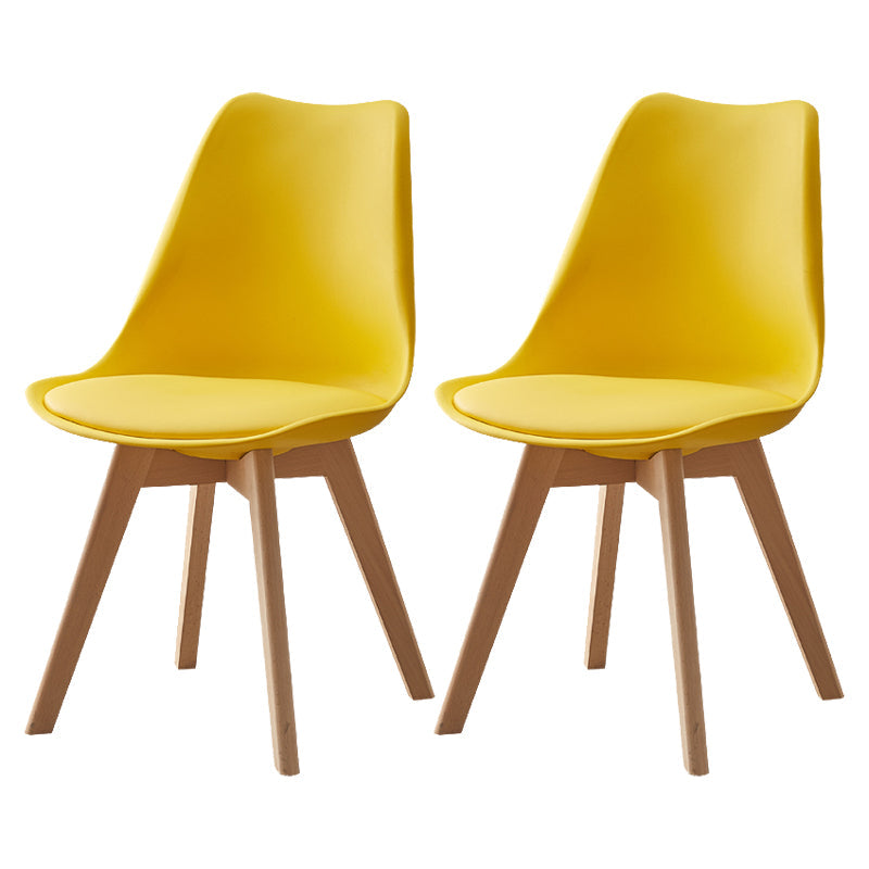 Modern Style Chairs Kitchen Armless Side Chair with Wooden Legs Yellow Set of 2 Clearhalo 'Dining Chairs' 'Dining Tables & Seating' 'dining_chair' 'Furniture' 'furniture_dining_chair' 'Kitchen & Dining Furniture' 4809294