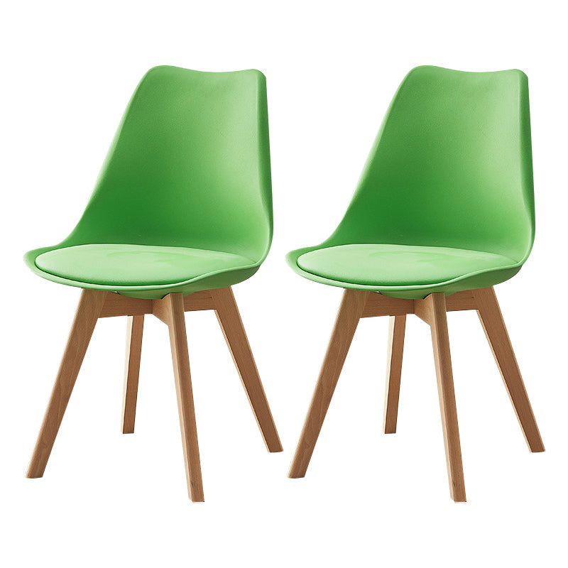 Modern Style Chairs Kitchen Armless Side Chair with Wooden Legs Green Set of 2 Clearhalo 'Dining Chairs' 'Dining Tables & Seating' 'dining_chair' 'Furniture' 'furniture_dining_chair' 'Kitchen & Dining Furniture' 4809298