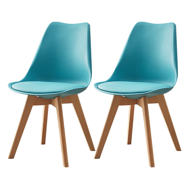 Modern Style Chairs Kitchen Armless Side Chair with Wooden Legs Lake Blue Set of 2 Clearhalo 'Dining Chairs' 'Dining Tables & Seating' 'dining_chair' 'Furniture' 'furniture_dining_chair' 'Kitchen & Dining Furniture' 4809300