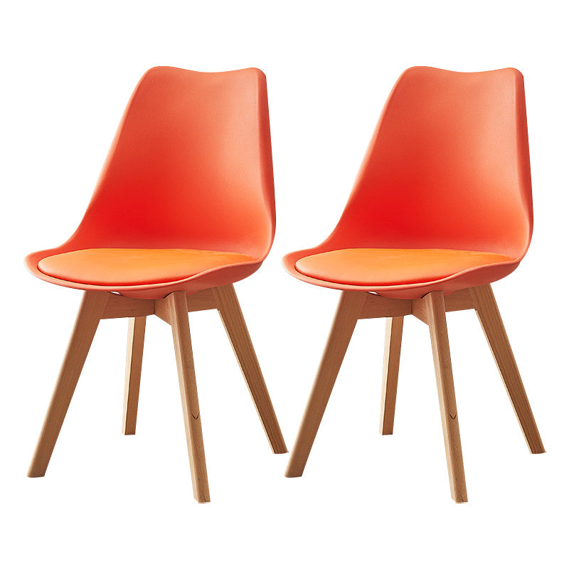 Modern Style Chairs Kitchen Armless Side Chair with Wooden Legs Orange Set of 2 Clearhalo 'Dining Chairs' 'Dining Tables & Seating' 'dining_chair' 'Furniture' 'furniture_dining_chair' 'Kitchen & Dining Furniture' 4809302