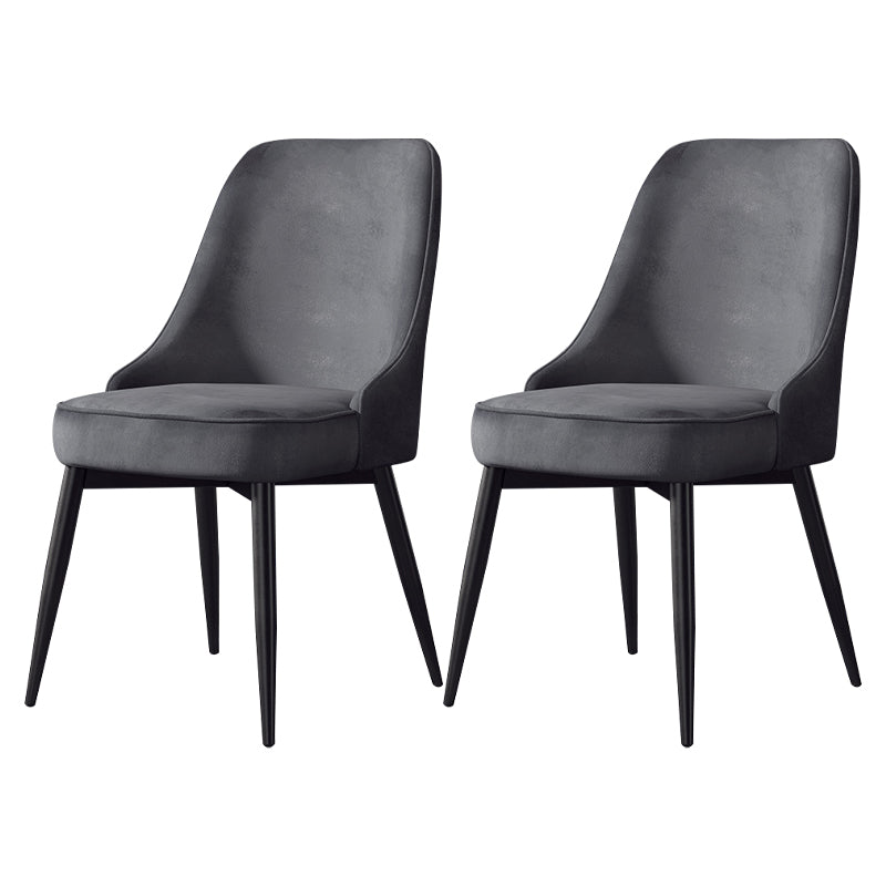 Nordic Style Upholstered Armless Dining Chairs Solid Back Chairs Grey 2 Piece Set Black Clearhalo 'Dining Chairs' 'Dining Tables & Seating' 'dining_chair' 'furn' 'furn_dining_chair' 'Furniture' 'furniture_dining_chair' 'Kitchen & Dining Furniture' 4809309