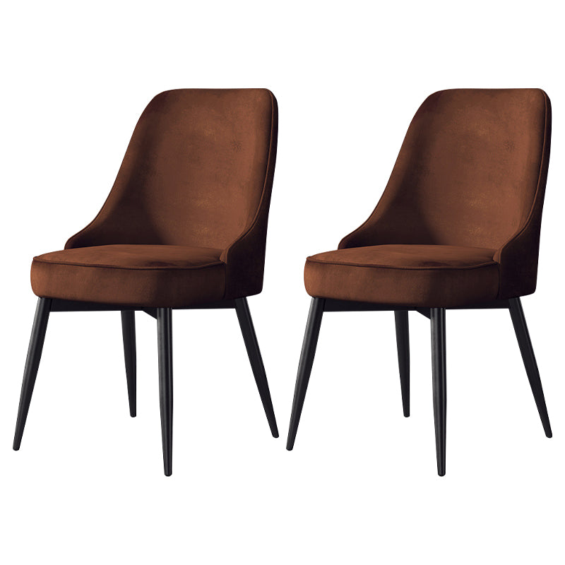 Nordic Style Upholstered Armless Dining Chairs Solid Back Chairs Brown 2 Piece Set Black Clearhalo 'Dining Chairs' 'Dining Tables & Seating' 'dining_chair' 'furn' 'furn_dining_chair' 'Furniture' 'furniture_dining_chair' 'Kitchen & Dining Furniture' 4809313