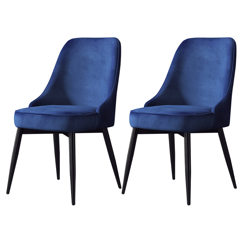 Nordic Style Upholstered Armless Dining Chairs Solid Back Chairs Blue 2 Piece Set Black Clearhalo 'Dining Chairs' 'Dining Tables & Seating' 'dining_chair' 'furn' 'furn_dining_chair' 'Furniture' 'furniture_dining_chair' 'Kitchen & Dining Furniture' 4809315