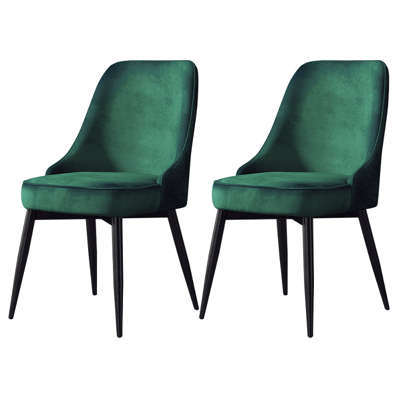 Nordic Style Upholstered Armless Dining Chairs Solid Back Chairs Green 2 Piece Set Black Clearhalo 'Dining Chairs' 'Dining Tables & Seating' 'dining_chair' 'furn' 'furn_dining_chair' 'Furniture' 'furniture_dining_chair' 'Kitchen & Dining Furniture' 4809316