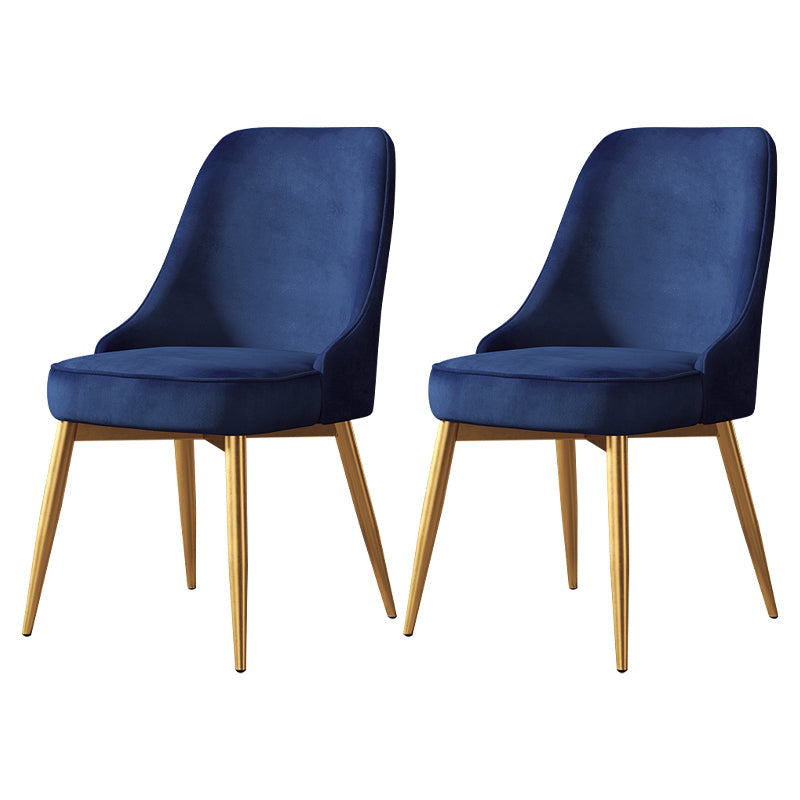 Nordic Style Upholstered Armless Dining Chairs Solid Back Chairs Blue 2 Piece Set Brass Gold Clearhalo 'Dining Chairs' 'Dining Tables & Seating' 'dining_chair' 'furn' 'furn_dining_chair' 'Furniture' 'furniture_dining_chair' 'Kitchen & Dining Furniture' 4809324