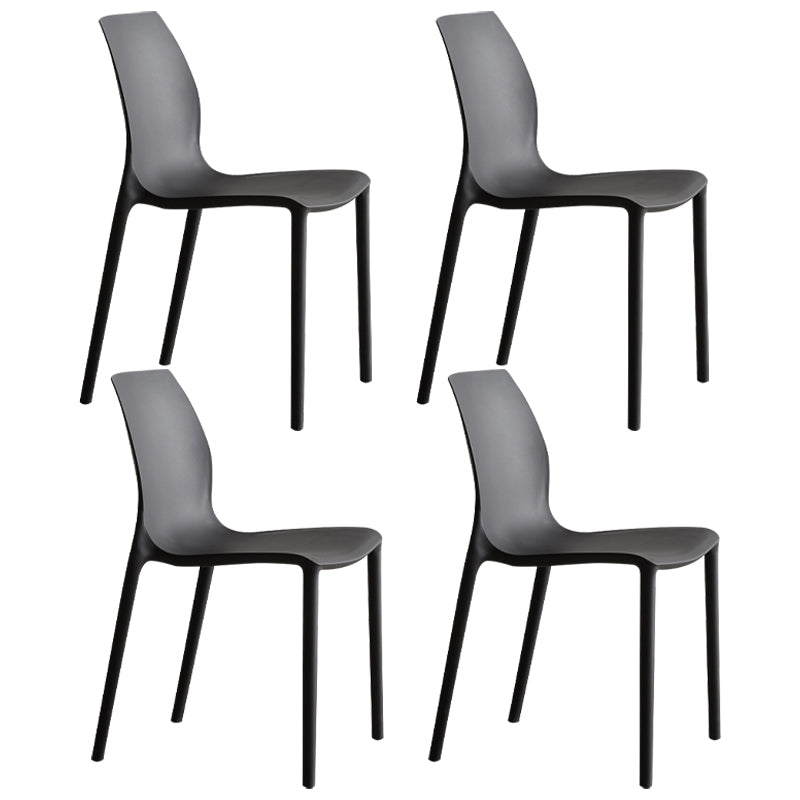 Plastic Scandinavian Dining Kitchen Room Side Chair Solid Back Chair Black Set of 4 Clearhalo 'Dining Chairs' 'Dining Tables & Seating' 'dining_chair' 'Furniture' 'furniture_dining_chair' 'Kitchen & Dining Furniture' 4809336