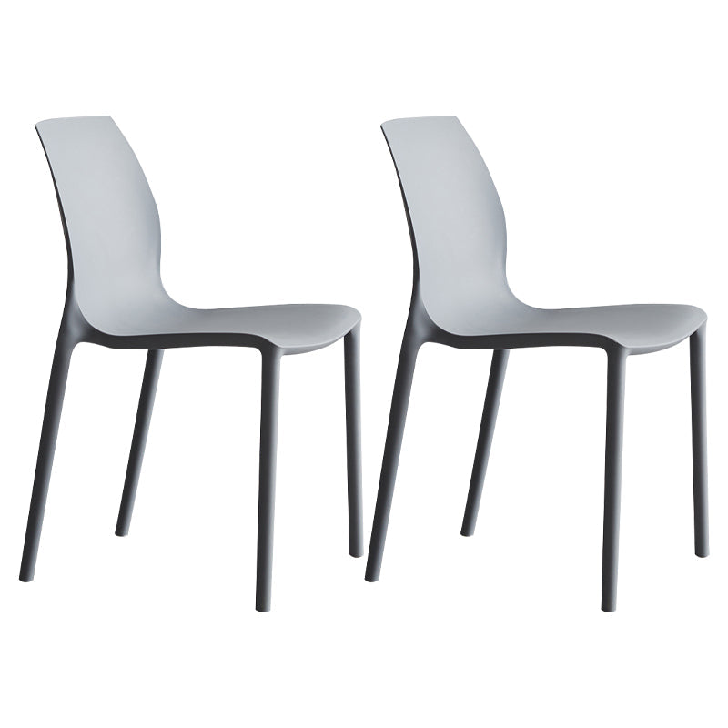 Plastic Scandinavian Dining Kitchen Room Side Chair Solid Back Chair Grey Set of 2 Clearhalo 'Dining Chairs' 'Dining Tables & Seating' 'dining_chair' 'Furniture' 'furniture_dining_chair' 'Kitchen & Dining Furniture' 4809340