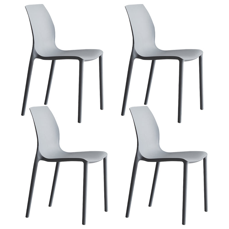 Plastic Scandinavian Dining Kitchen Room Side Chair Solid Back Chair Grey Set of 4 Clearhalo 'Dining Chairs' 'Dining Tables & Seating' 'dining_chair' 'Furniture' 'furniture_dining_chair' 'Kitchen & Dining Furniture' 4809342